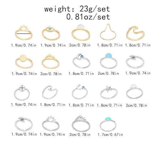 FUTIMELY Boho Retro Stackable Rings Sets for Women Knuckle Joint Finger Knuckle Nail Ring Sets Moon Stars Stack Preppy Statement Rings Cute Trendy Stuff Jewelry - A-1 thumbnail 2