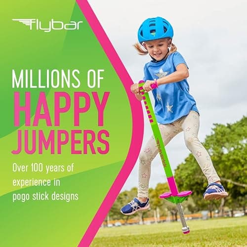 Flybar Limited Edition Foam Maverick Pogo Stick for Kids - Two New Rubber Hand Grips (Lime/Purple) thumbnail 4