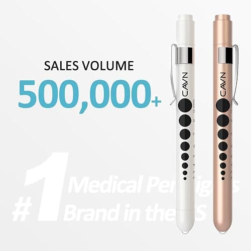 CAVN Pen Light with Pupil Gauge LED Penlight for Nurses Doctors, 2 Pcs Reusable Medical Penlight for Nursing Students (Rose Gold/White) thumbnail 7