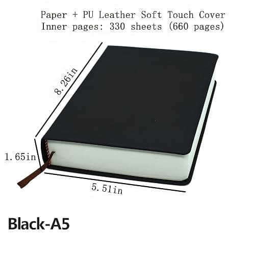 jooact Thick Sketchbook 660 Pages Notebook Soft Faux Leather Cover Journal 80GSM Paper Notepad Drawing Book Memo Writing Sketch Pad Diary Notebook thumbnail 2
