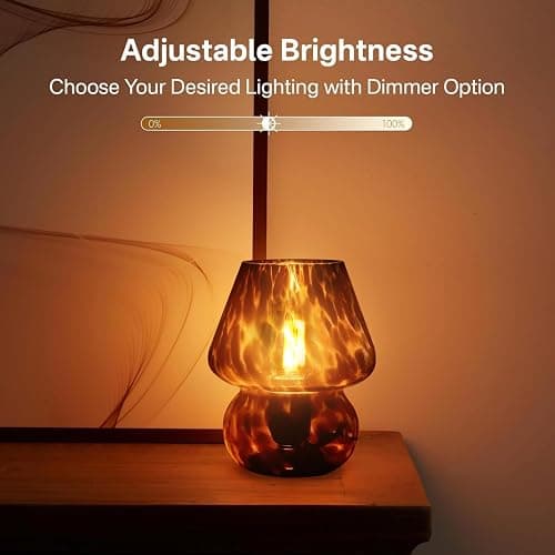 Dawnwake Mushroom Lamp Small Lamp Table Lamp for Bedroom, Desk Bedside Lamps for Living Room,Mushroom Decor Cute Mini Modern Mid Century Lamps for Night Stands,Aesthetic Home Living Room Decor(Black) thumbnail 6