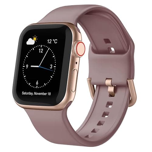 Sport Band Compatible with Apple Watch Bands 49mm 46mm 45mm 44mm 42mm 41mm 40mm 38mm, Soft Silicone Replacement Strap with Classic Clasp for iWatch Series 11 10 9 8 7 6 5 4 3 2 1 SE Ultra Women Men - Image 1
