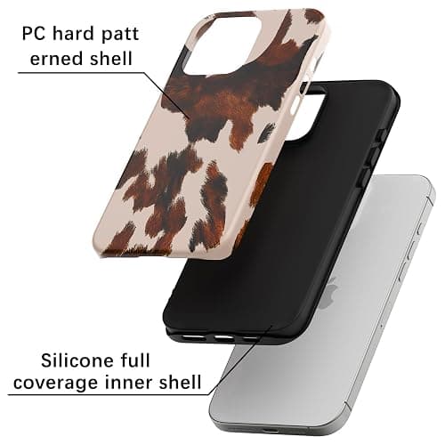 Skyseaco for iPhone 15 Pro Max Case, Treny Cow Print Phone Case Hybrid 2-Layer Hard Shell,Shockproof Soft for Girl Women Boy Men thumbnail 4