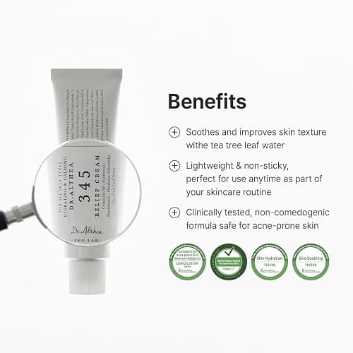 Dr.Althea 345 Relief Cream, Korean Skincare, 1.69 Fl Oz (Ver.2 - Pack of 1) | PDRN, Hyaluronic Acid for Instant Hydration, Blemish, Post-Acne Vegan Face Moisturizer with Centella, Non-comedogenic thumbnail 2