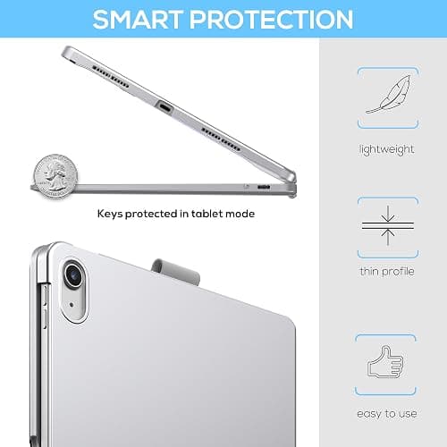 typecase Touch iPad 11th 10th Generation Case with Keyboard (11" 2025, A16 & 10.9" 2022) – 360° Rotatable, 11-Color Backlit, Multi-Touch Trackpad, Pencil Holder, Thin & Light – Silver thumbnail 5