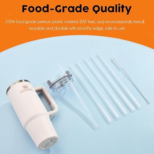 ALINK Clear Replacement Straws for Stanley 30 oz Tumbler, DISHWASHER SAFE, 6 Pack Reusable Plastic Straws Compatible with 30oz Stanley Adventure Quencher Cups, Plus Brush thumbnail 7