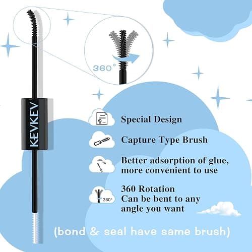 KevKev Lash Bond and Seal Lash Glue for Eyelash Extensions Lash Clusters Strong Hold Long Lasting 48-72 Hours Glue Individual Lash Glue Lash Bond and Seal Waterproof (5ml+5ml, Black Bond and Seal) thumbnail 3