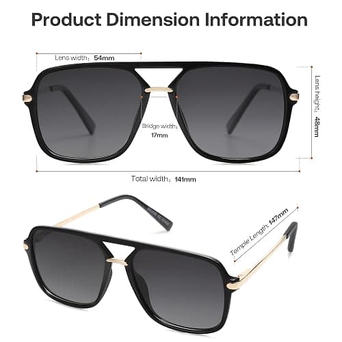 SOJOS Aviator Sunglasses for Women & Men, Square, Polarized Lens, SJ2229 | Designer, Trendy, Double Bridge Pilot Sun Glasses, UV400, 90s Retro Shades thumbnail 5