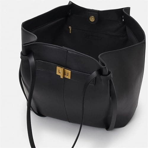 FJZFXKZL Women's Tote Bag, Leather Large Shoulder Shopper Handbag With Detachable Strap, Vintage For School, Work, Travel, Office thumbnail 5