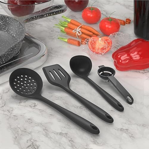 AOTHOD Silicone Cooking Utensils Set - 446°F Heat Resistant Kitchen Utensils,Turner Tongs,Spatula,Spoon,Brush,Whisk,Kitchen Utensil Gadgets Tools Set for Nonstick Cookware,Dishwasher Safe (BPA Free) thumbnail 2