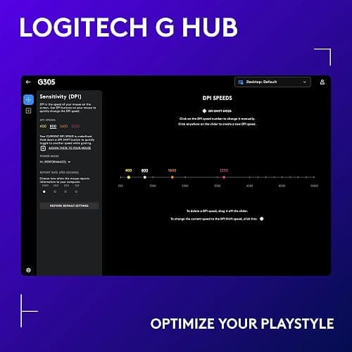 Logitech G305 LIGHTSPEED Wireless Gaming Mouse, Hero 12K Sensor, 12,000 DPI, Lightweight, 6 Programmable Buttons, 250h Battery Life, On-Board Memory, PC/Mac - Black thumbnail 5