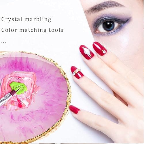 2 Pcs Resin Nail Art Palette, Nails Art Painting Mixed Color Palettes Gold Edge Nail Holder Nails Art Display Board Easter Gifts for Women Easter Basket Stuffers thumbnail 7