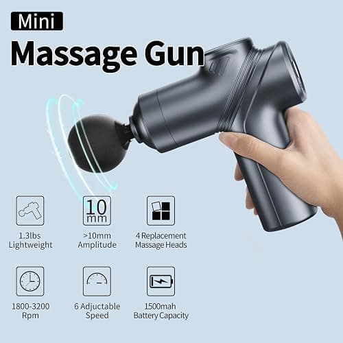 LEERCON Massage Gun Deep Tissue, Silent Brushless Motor and Portable Massage Gun with 4 Interchangeable Heads for Deep Muscle Relief and Relaxation, Relax Gift thumbnail 7
