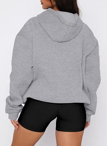 onlypuff Women Hoodies Casual Pullover Long Sleeve Sweatshirt Kangaroo Pocket Drop Shoulder Sweater thumbnail 4