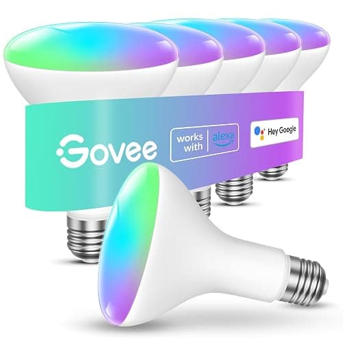 Govee Smart Light Bulbs, 1200 Lumens Dimmable BR30 Bulbs, RGBWW Color Changing Light Bulbs, WiFi & Bluetooth LED Bulbs, 16 Million Colors, Music Sync, Compatible with Alexa, Google Assistant, 6 Pack - Image 1