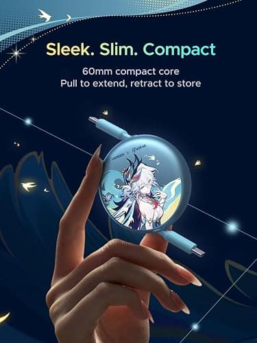UGREEN Nexode 100W Retractable Cable Honkai: Star Rail, Glacier Blue, 3.3FT | USB C Charger Cable for iPhone 17/16, MacBook Pro/Air, Galaxy S26/S25, iPad Pro/Air, Pixel 10/9, Switch, AirPods thumbnail 3