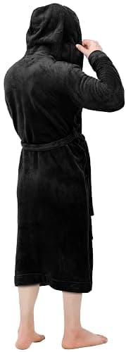 NY Threads Mens Robe with Hood, Luxury Plush Fleece Hooded Mens Bathrobe, Spa Bath Robe for Men thumbnail 2