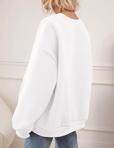 PRETTYGARDEN Sweatshirt for Women Trendy Casual Crewneck Long Sleeve Pullover Tops Fall Fashion Outfits 2025 Winter Clothes - White - Medium thumbnail 6