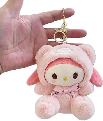 Cartoon Bag Charms Cute Plush Keychain for Women Girls, 5" Soft Backpack Key Chain Cute Stuffed Animals Bag Keychain - Image 1