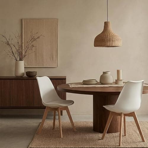 Aykah Modern Dining Chairs Set of 4 - Dining Chair with Wood Legs - Dining Chairs of Plastic seat with Cushion - Kitchen Chair - White Dining Room Chair - Easy to Assemble thumbnail 10