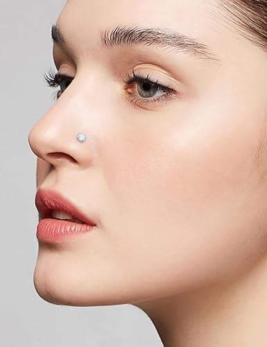 Yaalozei 18G 20G Nose Rings Piercings Hypoallergenic Nose Studs 316L Surgical Steel Heart Nose Rings L Shaped Straight Screw Nose Piercing Jewelry for Women Men Silver Black Rose Gold Colorful thumbnail 3