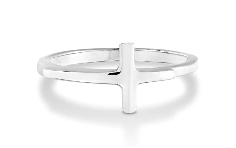 Miabella 925 Sterling Silver or 18K Gold Plated Sideways Cross Ring for Women Made in Italy thumbnail 2