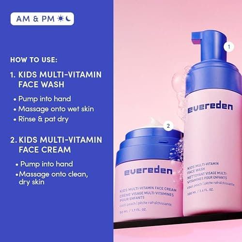 Evereden Kids Face Duo & Spa Headband Set – Multi-Vitamin Face Wash & Cream + Soft Terry Headband – Nourishing Skin Care & Fun Hair Management for Kids 3+ – Gentle & Perfect for Skincare Routine thumbnail 8
