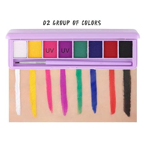 MEICOLY 2 Packs Water Activated Eye Liner Palette,Neon Face Paint Colored Retro Hydra Liner,Water Activated Eyeliner,Matte Graphic Eyeliner,UV Blacklight Glow Black White Face Body Paint,16 Colors - 2 Packs Water Activated Eyeliner thumbnail 5