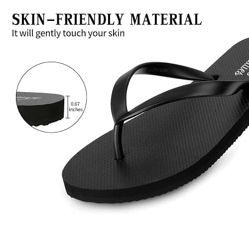 shevalues Slim Flip Flops for Women Beach Rubber Shower Shoes Basic Thong Sandals thumbnail 4