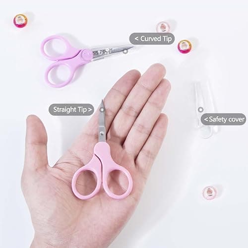 3.5" Sharp Small Craft Scissors all Purpose, Precision Straight and Curved Fine Tips for Thread Yarn Fabric Cutting, Mini Scissors with Protective Cover, Ideal for Sewing, Embroidery, Beauty, Crochet thumbnail 4