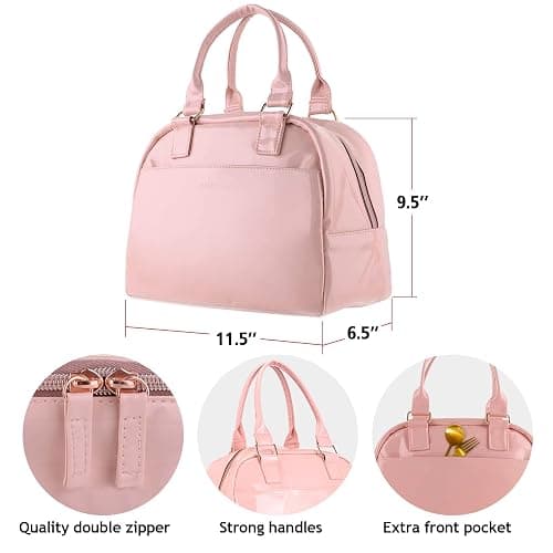 yookee home Lunch Bag Women Insulated Lunch Box for Adults Cute Pink Lunch Tote Bag for Women Preppy Lunchbox Lunch Bag for Adults Work thumbnail 2