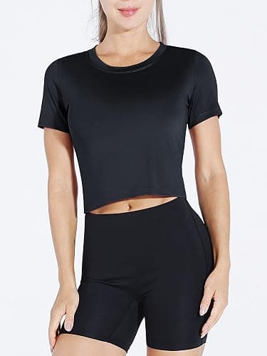 CADMUS Women's Dry Fit Crop Top Yoga Short Sleeve Shirts Crew Neck Athletic Running Tee 3 Pieces thumbnail 5