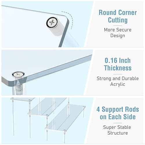 Aredpoook Acrylic Display Risers, 3 Tier Perfume Organizer Stand, Clear Cupcake Stand Holder, Large Shelf Risers for Figures, Dessert Shelves for Party, Riser Stand for Decoration and Organizer thumbnail 5