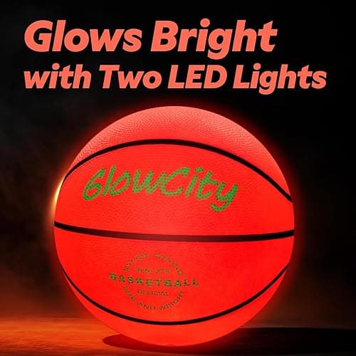 GlowCity Glow in The Dark Basketball - Sizes 5, 6, 7 Light Up Ball for Kids, Teens & Adults - Red Glow for Outdoor Games - Sports Birthday Gifts Ideas for Boys Ages 6 7 8 9 10 11 12 13 14 thumbnail 6
