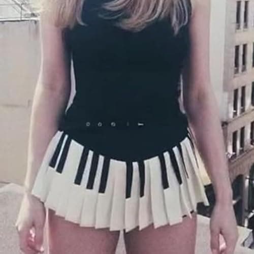 Erqiroc Piano Skirt Mini Skirts for Women High Waisted Piano Skirt Y2k Harajuku Piano Bow Hairpin Coquette Aesthetic thumbnail 3