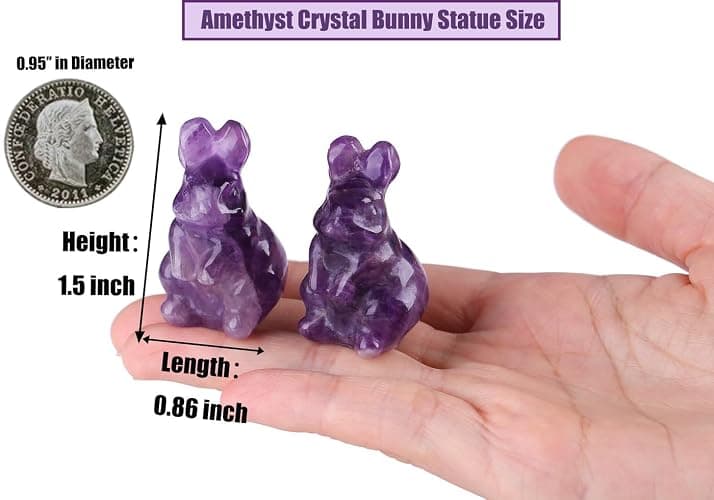 DUQGUHO Bunny Decor Easter Rabbit Decor Crystals Easter Gifts Decoration Bunny Statue Amethyst Crystals Figurines Bunny 1.5’’ thumbnail 2