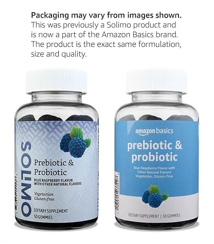 Amazon Basics Prebiotic & Probiotic Gummies, 2 Billion CFU, Blue Raspberry, 50 Count (2 per Serving) thumbnail 4