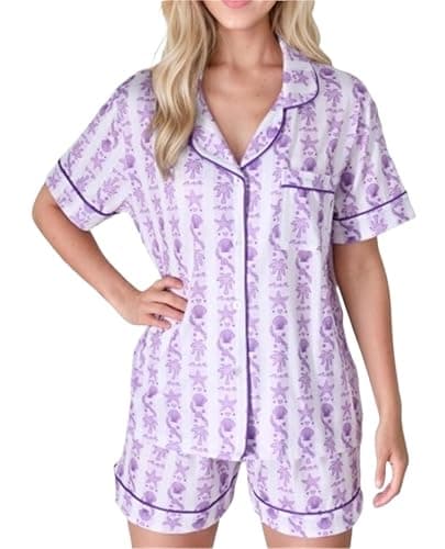 Women's Preppy Pajamas Set Button Down Beach Shorts Set Y2k Loungewear Pjs For Birthday Valentines Party Gift - Image 1