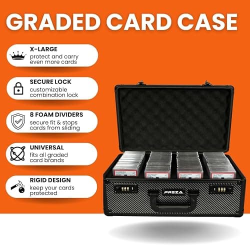 PREZA Graded Card Storage Box - Premium Trading Card Case for Graded Sports and TGC Collectibles - Carbon Fiber Slab Case Storage (X-Large) thumbnail 6