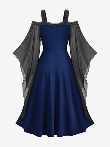 ROSE GAL Plus Size Medieval Vintage Costume Cold Shoulder Flare Sleeve Goth Dresses thumbnail 2