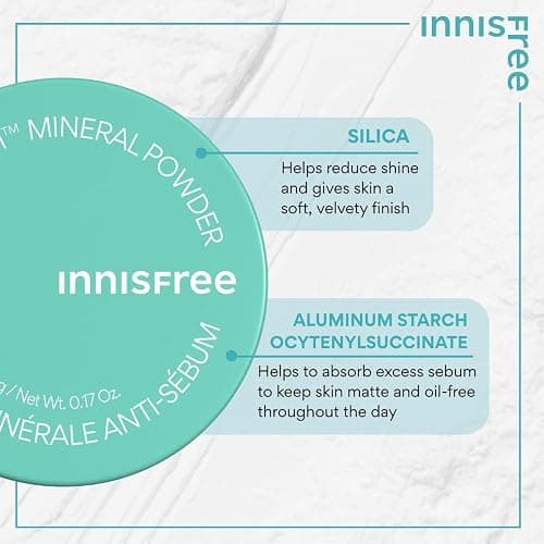 innisfree No Sebum Matte Mineral Powder, Korean Loose Setting Powder for Blurring, Shine Control, Fragrance-Free, Translucent thumbnail 4