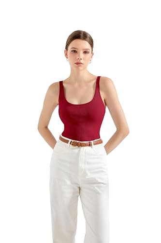 SUUKSESS Women Padded Cotton Ribbed Tank Tops Casual Summer Going Out Sleeveless Scoop Neck Basic Cami Tops thumbnail 4