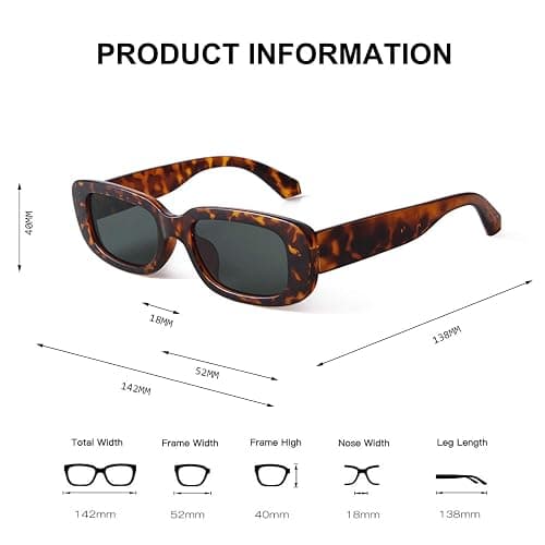 BUTABY Rectangle Sunglasses for Women Retro Driving Glasses 90’s Vintage Fashion Narrow Square Frame UV400 Protection thumbnail 4