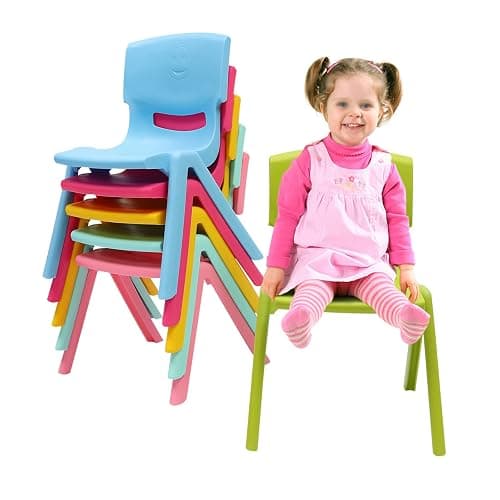 LOYALHEARTDY 6Pcs Stackable School Chairs, Plastic School Stack Chair Colorful Kids Plastic Chair for Toddlers Classroom Furniture School (Colorful 2, 20.87" H) thumbnail 3