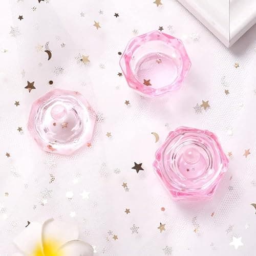 2 Pcs Glass Nail Art Cups Nail Dipping Jars Nail Dappen Dishes Bowls Nail Powder Holders Nail Liquid Containers with Lid Hexagon Nail Polish Nail Art and Polish Nail Salon Supplies thumbnail 7