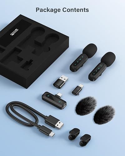 Wireless Lavalier Microphone for iPhone, iPad, Android Phone，2-Pack Mini Microphone with Noise Reduction, Auto Pairing and Mute & Reverb for Vlogging, Video Recording, TikTok, YouTube - Plug & Play thumbnail 8