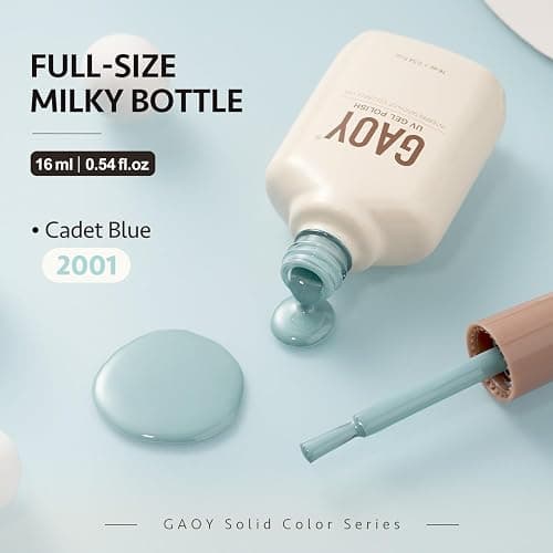 GAOY Blue Gel Nail Polish, 16ml Soak Off Gel Polish, UV Light Cure for Nail Art DIY Manicure at Home, 2001 Cadet Blue thumbnail 6