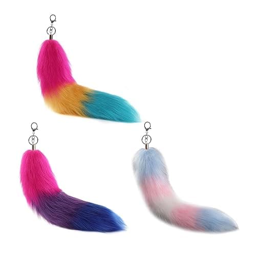 Foxes Tail Keychain Faux Furs Foxes Tail Keyring Soft Furry Bag Hangings Charm Pendant Key Handbag Pendant Accessorise Keyrin - Multi-color thumbnail 8