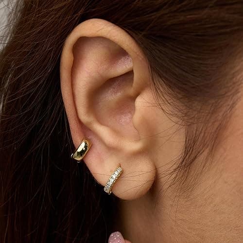 6 Pairs Gold Hoop Earrings Set for Women Trendy Chunky Huggie Dainty Earring Jewelry Small Fashion Hoop Earrings for Gifts thumbnail 7