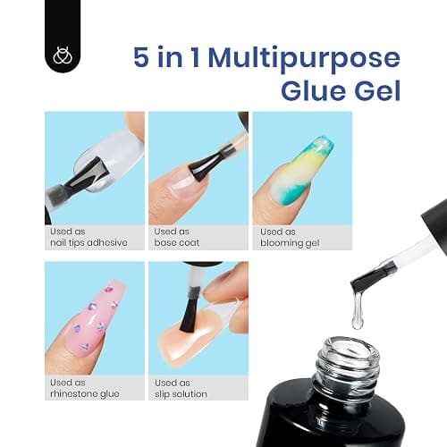 Beetles Gel Nail Kit Clear, Almond Medium, 500pcs 10 Sizes, with 9 in 1 Glue Mini Nail Lamp, Fall Nails, Full Cover Easy Nail Extension Set for Home DIY Salon Gift for Girls thumbnail 5